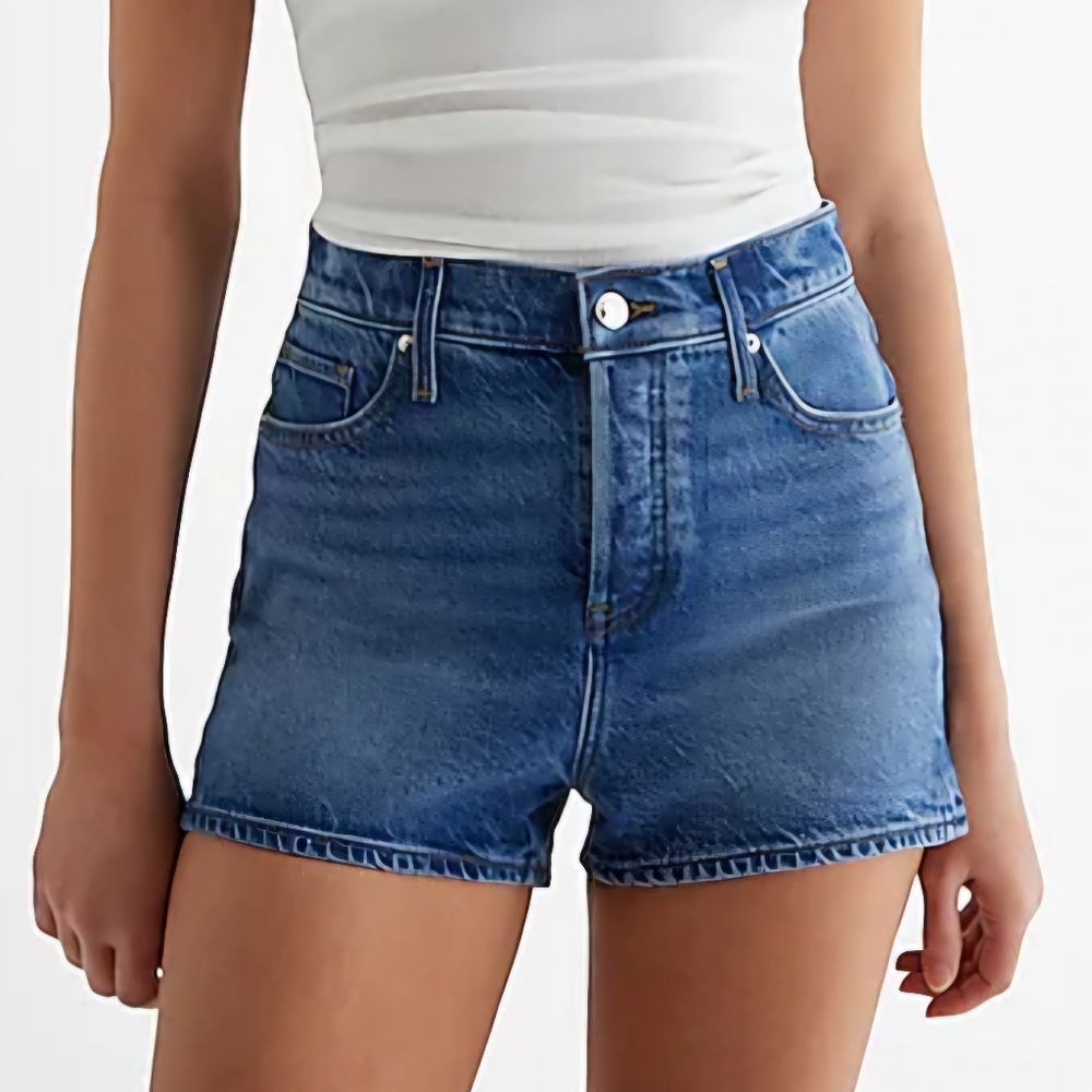 High Waisted Medium Wash Jean Shorts